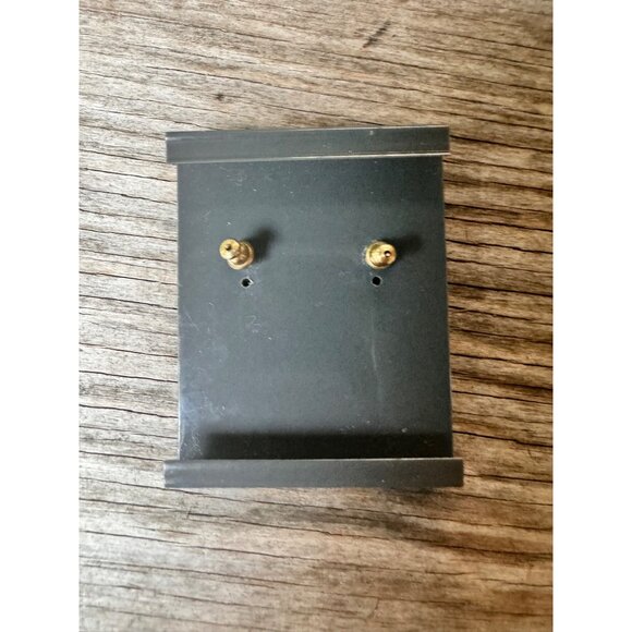 Vintage Trifari Earrings Surgical Steel Posts Blue & Green Enamel 4421 - Picture 2 of 5